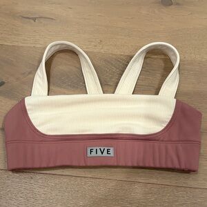 Five Pink and Cream Sports Bra